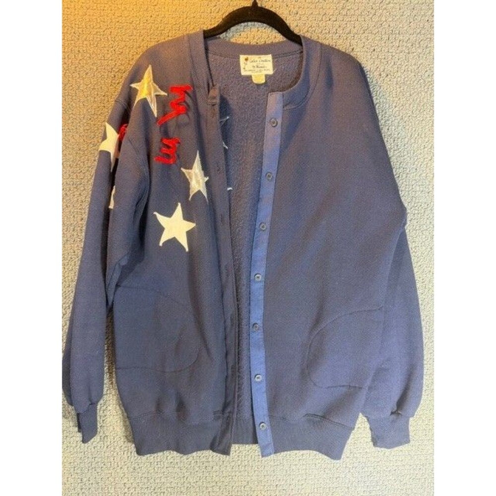 Vintage A Calico Creation Renee Stars Cardigan Independence Day 4th July / Large